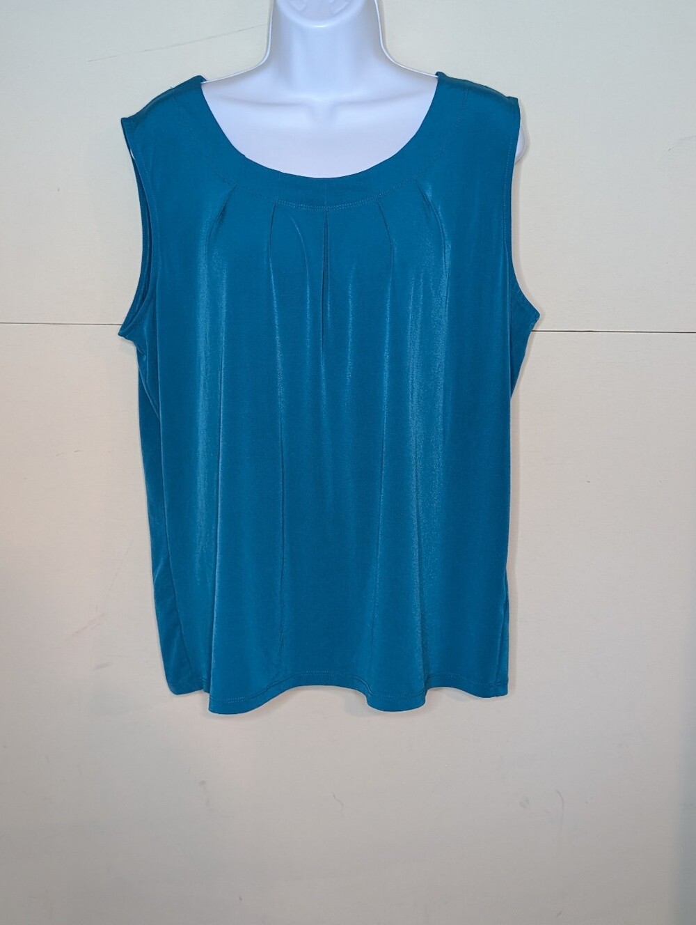 Kasper Sleeveless Blouse Loose and Stretchy Dark Turquoise